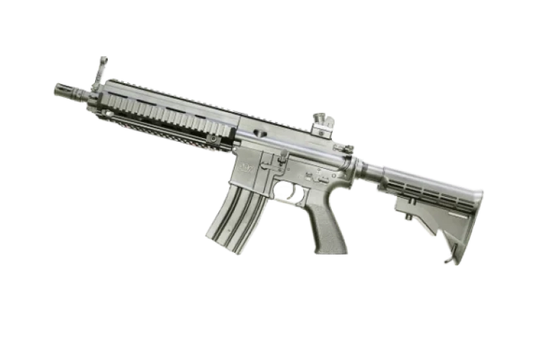 AR-style rifle with a modular design, featuring a tactical rail system, ergonomic grip, and adjustable stock, suitable for precision shooting and tactical applications.