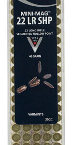 CCI 36CC Mini-Mag High Velocity 22 LR 40 gr Segmented Hollow Point 100 Per Box/ 50 Case