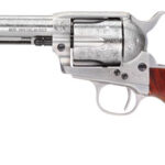 101946 Taylors & Company 550926 1873 Cattleman 45 Colt (LC) Caliber with 4.75" Barrel, 6rd Capacity Cylinder, Overall White Floral Engraved Finish Steel & Walnut Grip