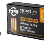 105919 PPU PPD9M Defense 9x18 Makarov 95 gr Jacket Hollow Point 50 Per Box/ 20 Case