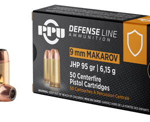 PPU PPD9M Defense  9x18 Makarov 95 gr Jacket Hollow Point 50 Per Box/ 20 Case