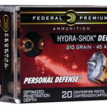 107849 Federal P45HSD1 Premium Personal Defense 45 ACP 210 gr Hydra Shok Deep Hollow Point 20 Per Box/ 10 Case