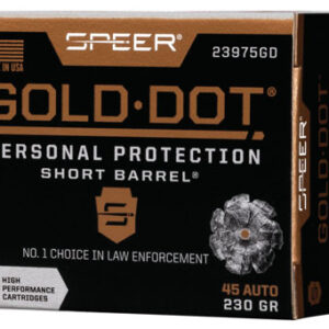 Speer 23975GD Gold Dot Personal Protection Short Barrel 45 ACP 230 gr Hollow Point 20 Per Box/ 10 Case