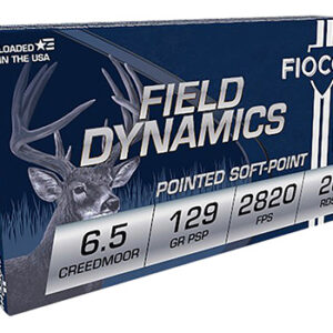 Fiocchi 65CMB Field Dynamics  6.5 Creedmoor 129 gr Pointed Soft Point 20 Per Box/ 10 Case