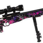 112470 Crickett KSA2148 Precision Package 22 LR Caliber with 1rd Capacity, 16.12" Bull Barrel, Blued Metal Finish & Fixed Thumbhole Muddy Girl Synthetic Stock Right Hand (Youth) Includes Scope & Bipod