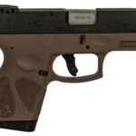 112679 Taurus 1G2S931B G2S Compact 9mm Luger 7+1 3.26" Matte Stainless Steel Barrel, Matte Black Serrated Slide, Brown Polymer Frame w/Picatinny Rail, Brown Polymer Grip