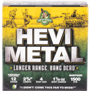 HEVI-Metal HS38704 HEVI-Metal Longer Range 12 Gauge 2.75" 1 1/8 oz 4 Shot 25 Per Box/ 10 Case