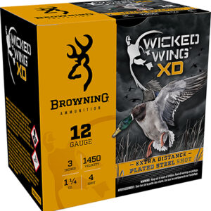 Browning Ammo B193411234 Wicked Wing XD  12 Gauge 3" 1 1/4 oz 4 Shot 25 Per Box/ 10 Case