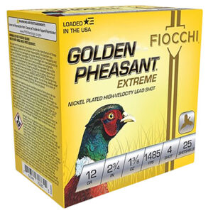Fiocchi 12GPX4 Golden Pheasant Extrema 12 Gauge 2.75" 1 3/8 oz 4 Shot 25 Per Box/ 10 Case