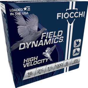 Fiocchi 16HV6 Field Dynamics High Velocity 16 Gauge 2.75" 1 1/8 oz 6 Shot 25 Per Box/ 10 Case