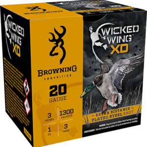 Browning Ammo B193412033 Wicked Wing XD  20 Gauge 3" 1 oz 3 Shot 25 Per Box/ 10 Case