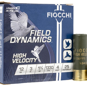 Fiocchi 123HV4 Field Dynamics High Velocity 12 Gauge 3" 1 3/4 oz 4 Shot 25 Per Box/ 10 Case