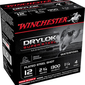 Winchester Ammo XSM124 Drylok Super Steel Magnum 12 Gauge 2.75" 1 1/4 oz 4 Shot 25 Per Box/ 10 Case