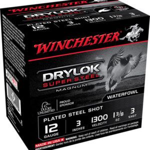 Winchester Ammo XSM1233 Drylok Super Steel Magnum 12 Gauge 3" 1 3/8 oz 3 Shot 25 Per Box/ 10 Case