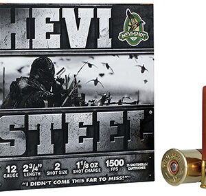 HEVI-Shot HS61222 HEVI-Steel  12 Gauge 2.75" 1 1/8 oz 2 Shot 25 Per Box/ 10 Case
