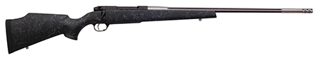 Weatherby Mark V Accumark .257 Weatherby Magnum rifle with fluted barrel and black Monte Carlo synthetic stock