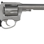 119782 Charter Arms 74460 Bulldog Target Large 44 Special, 5 Shot 6" Matte Stainless Steel Barrel, Cylinder & Frame w/Black Finger Grooved Rubber Grip