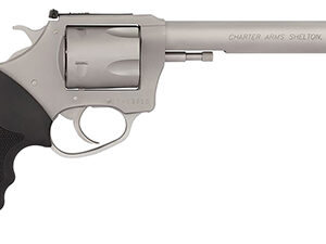 Charter Arms Pit Bull 9mm stainless 6in barrel revolver with black rubber grip