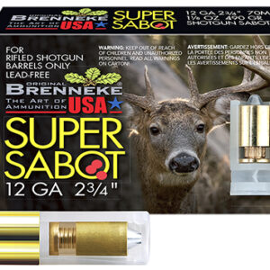 Brenneke SL122SUS SuperSabot  12 Gauge 2.75" 1 1/8 oz Sabot Slug Shot 5 Per Box/ 50 Case