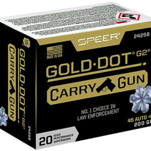 Speer 24258 Gold Dot Carry Gun 45 ACP +P 200 gr Hollow Point 20 Per Box/ 10 Case