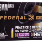 121124 Federal P9HST1TM100 Premium Practice & Defend 9mm Luger 124 gr HST JHP Syntech TSJ 100 Per Box/ 5 Case