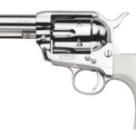 121388 1 Taylors & Company 200072 1873 Cattleman 45 Colt (LC) Caliber with 3.50" Barrel, 6rd Capacity Cylinder, Overall Nickel-Plated Finish Steel & Ivory Birdshead Synthetic Grip