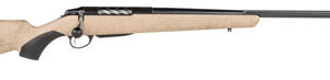 Tikka T3x Lite 6.5 Creedmoor rifle with Roughtech tan synthetic stock and 24.3 inch fluted threaded barrel