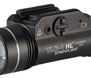 Streamlight 69889 TLR-1 HL Black Anodized Aluminum, 1,000 Lumens White LED Bulb, 283 Meters Beam, Picatinny Rail/Rail Clamp Mount