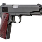 126309 Fusion Firearms 1911GOVERNMENT45 1911 Freedom Government GI 45 ACP 5" 8+1, Black, Beavertail Frame, Serrated Military Style Black Slide, Red Cocobolo Grip, 70 Series Design