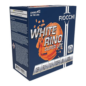 Fiocchi 12WRSL8 Exacta Target White Rino Super Light 12 Gauge 2.75" 1 1/8 oz 8 Shot 25 Per Box/ 10 Case