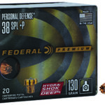 130701 Federal P38HSD1 Premium Personal Defense 38 Special +P 130 gr Hydra-Shok Deep Hollow Point 20 Per Box/ 10 Case