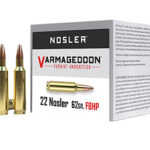 130882 Nosler 65180 Varmageddon 22 Nosler 62 gr Flat Base Hollow Point 50 Per Box/ 5 Case