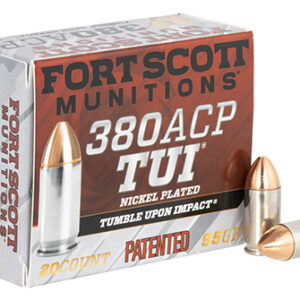 Fort Scott Munitions 380095SCV Tumble Upon Impact (TUI)  380 ACP 95 gr Solid Copper Spun 20 Per Box/ 25 Case