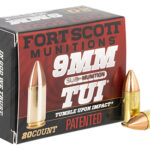 133838 Fort Scott Munitions 9MM125SCVSS Tumble Upon Impact (TUI) 9mm Luger Subsonic 125 gr Solid Copper Spun 20 Per Box/ 25 Case