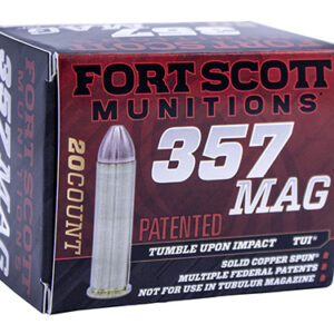 Fort Scott Munitions 357MAG125SCV Tumble Upon Impact (TUI)  357 Mag 125 gr Solid Copper Spun 20 Per Box/ 25 Case
