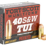 133842 Fort Scott Munitions 400125SCV Tumble Upon Impact (TUI) 40 S&W 125 gr Solid Copper Spun 20 Per Box/ 25 Case