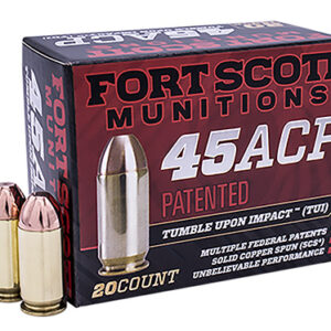 Fort Scott Munitions 450180SCV Tumble Upon Impact (TUI)  45 ACP 180 gr Solid Copper Spun 20 Per Box/ 25 Case