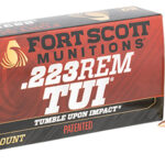 133846 Fort Scott Munitions 223055SCV Tumble Upon Impact (TUI) 223 Rem 55 gr Solid Copper Spun 20 Per Box/ 25 Case