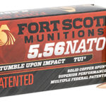 133848 Fort Scott Munitions 556062SCV Tumble Upon Impact (TUI) 5.56x45mm NATO 62 gr Solid Copper Spun 20 Per Box/ 25 Case