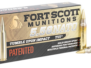 Fort Scott Munitions 556062SBV1 Tumble Upon Impact (TUI)  5.56x45mm NATO 62 gr Solid Brass Spun 20 Per Box/ 25 Case