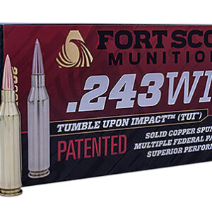 Fort Scott Munitions 243070SCV Tumble Upon Impact (TUI) Rifle 243 Win 70 gr Solid Copper Spun 20 Per Box/ 10 Case