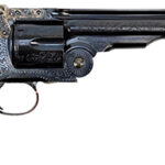 134590 Taylors & Company 550644 Top Break Schofield 45 Colt (LC) 6rd 7" Blued Engraved Steel Walnut Grip