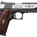 135157 Browning 051971492 1911 Black Label Medallion Pro 380 ACP 8+1 4.25" Target Crown Barrel, Blackened w/Silver Polished Flats Serrated SS Slide, Matte Black Polymer Frame w/Beavertail & Picatinny Rail