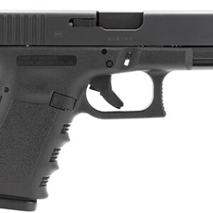 Glock PI1950203 G19 Gen3 Compact 9mm Luger 15+1 4.02" Black Steel Barrel, Matte Black Serrated Slide, Black Polymer Frame w/Accessory Rail, Black Finger Grooved Polymer Grip