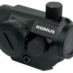 142172 Konus 7215 Nuclear-R Matte Black 1x 22mm 3 MOA Red/Green Dot Dual Illuminated Reticle