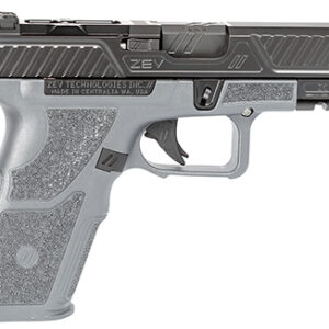 ZEV OZ9C Combat 9mm pistol with black DLC slide and gray X polymer grip