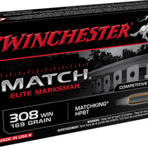 Winchester Ammo S308M2 Match Elite Marksman 308 Win 169 gr Sierra MatchKing BTHP 20 Per Box/ 10 Case