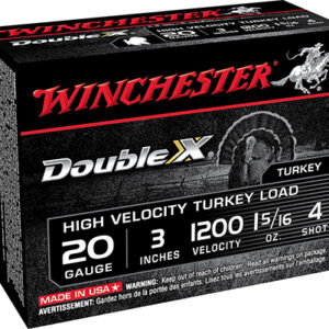 Winchester Ammo STH2034 Double X High Velocity Turkey 20 Gauge 3" 1 5/16 oz 4 Shot 10 Per Box/ 10 Case