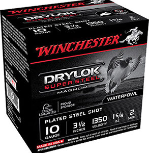 Winchester Ammo XSC102 Drylok Super Steel Magnum 10 Gauge 3.50" 1 5/8 oz 2 Shot 25 Per Box/ 10 Case