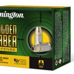 143907 Remington Ammunition 27601 Golden Saber Defense 9mm Luger 124 gr Brass Jacket Hollow Point 20 Per Box/ 25 Case